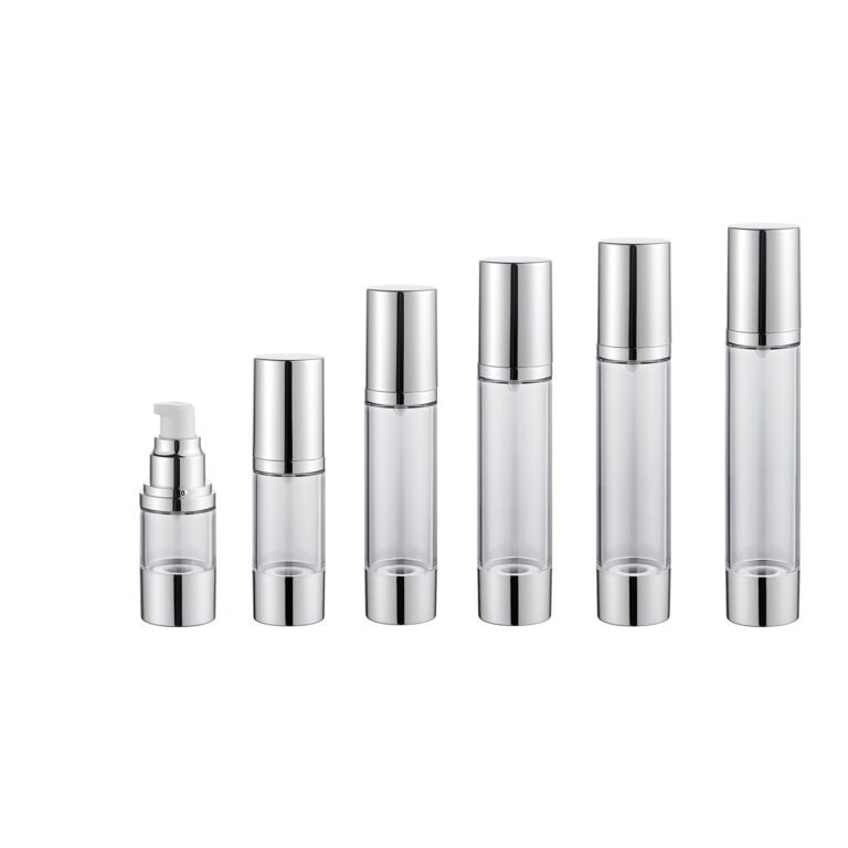 Airless Bottle Set 10ml to 120ml with Aluminum Collar and SAN Body