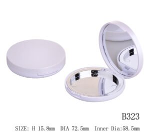 B323 Compact Powder Case with Mirror | Refillable Round Makeup Container