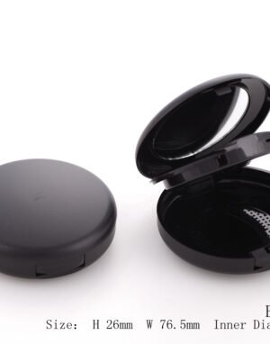 Matte Black Loose Powder Compact with Sifter & Mirror – B110